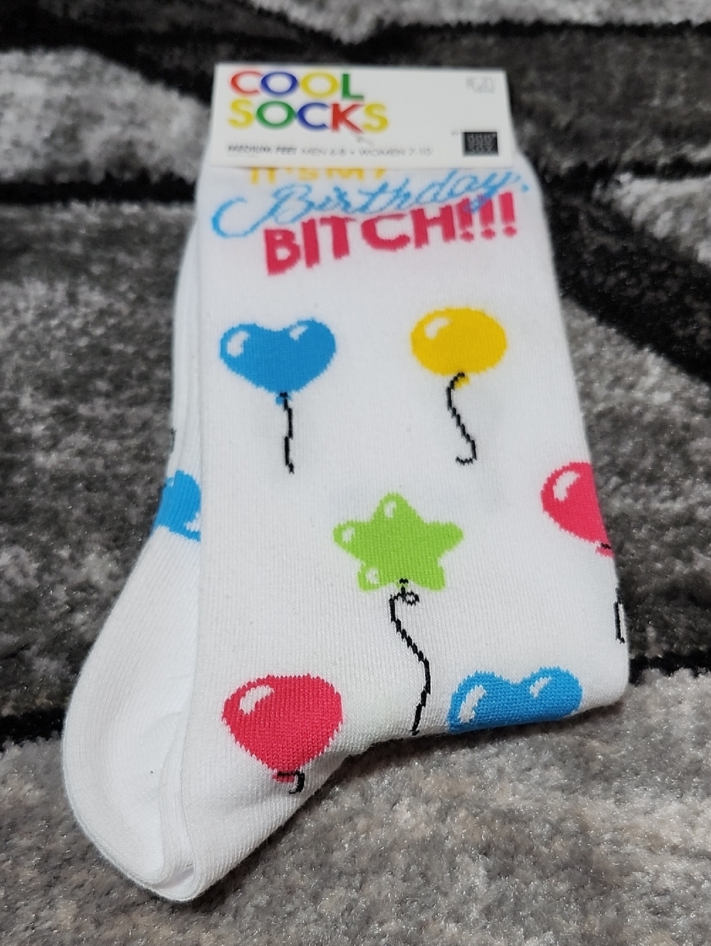 COOL SOCKS "ITS MY BIRTHDAY" HUMOROUS NOVELTY CREW-SOCKS UNISEX